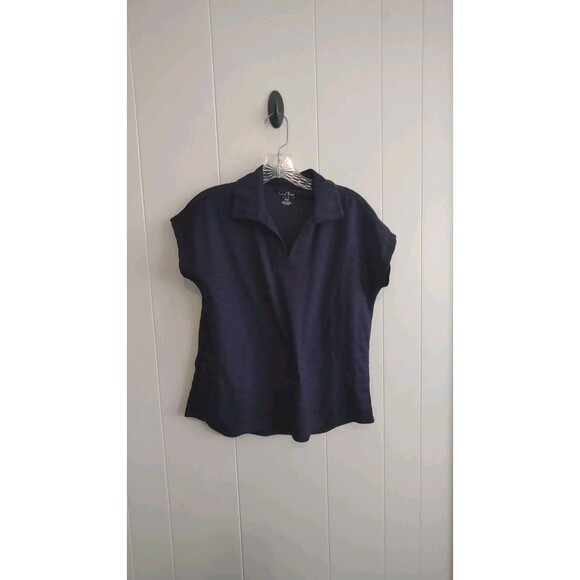 Coral Bay Women's Navy Blue Textured Golf Tennis Polo Size Petite Medium - Picture 1 of 6